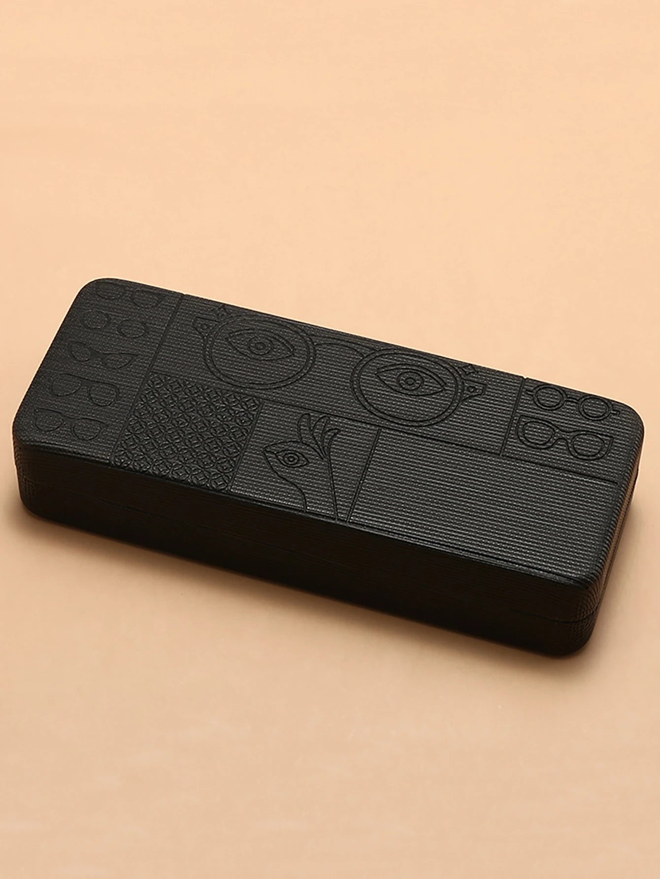 1pc Geometric Pattern Glasses Case Portable Stylish Square Eyewear Holder with Embossed Designs for Men’s Fashion Accessories