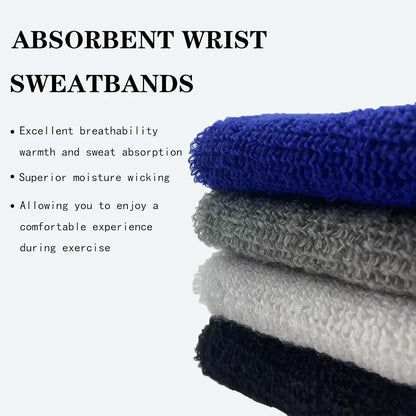 New Breathable Cotton Wristband Set for Men and Women Sweat Absorbent Wrist Sweatbands for Tennis Football Basketball Running