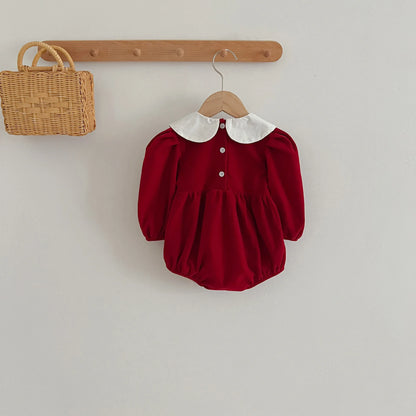 Autumn Newborn Kids Baby Girls Long Sleeve Sweet Solid Color Princess Rompers Infant New Baby Girls Rompers Clothes