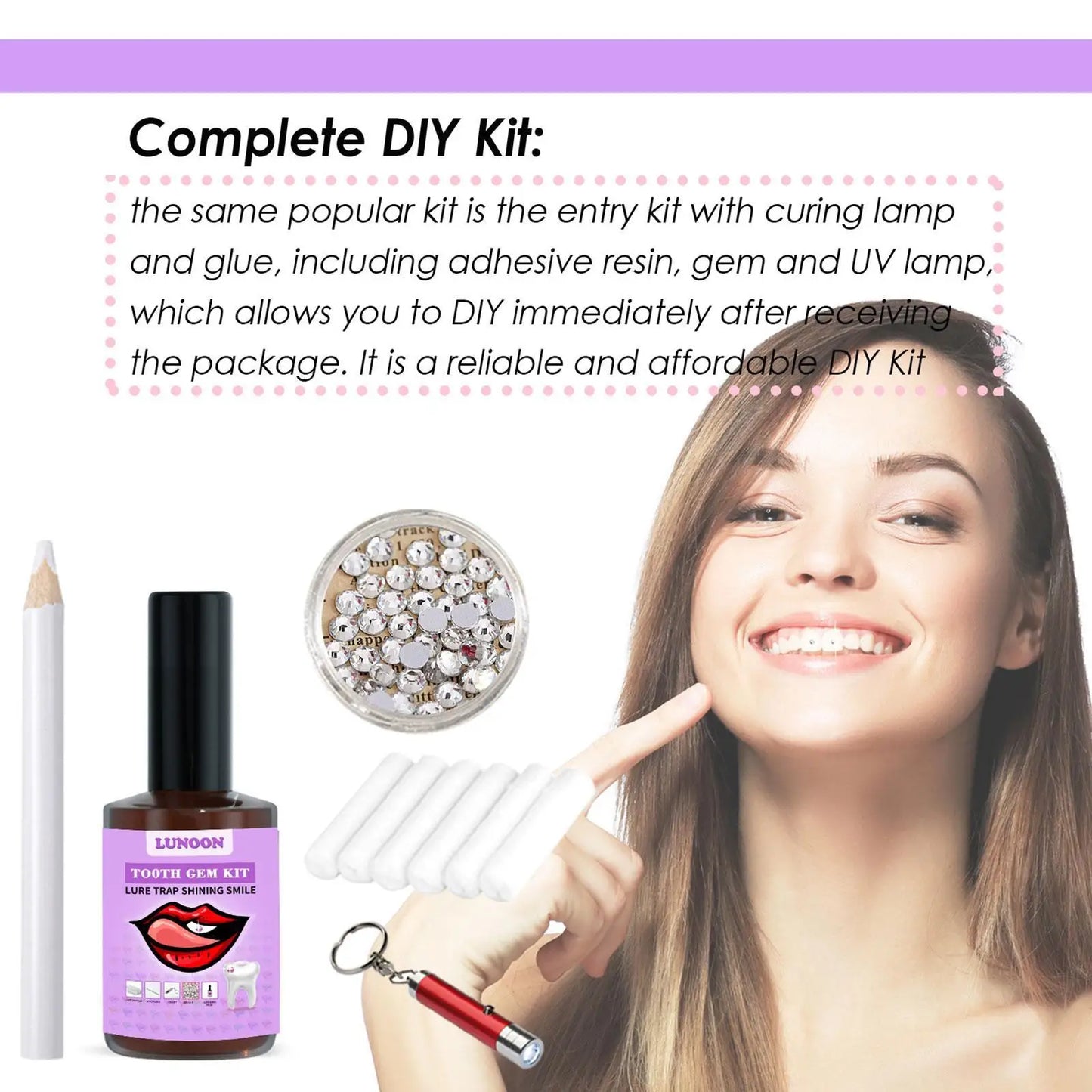 Tooth Jewelry Kit DIY Teeth Gems Set 7ml Glues Light Firm Reliable Clear Precious Stone Crystal Tooth Ornaments Jewellery