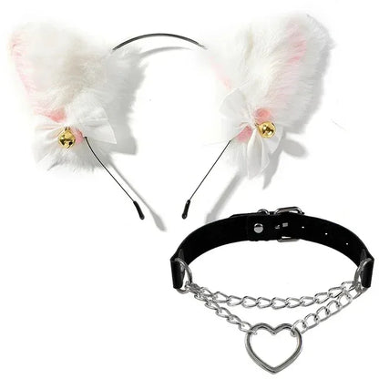 1 Set Cute Cat Ear Hair Wear Claw Gloves Girls Anime Cosplay Costume Plush Bell Cat Fur Ear Hairband Night Party Club Headbands
