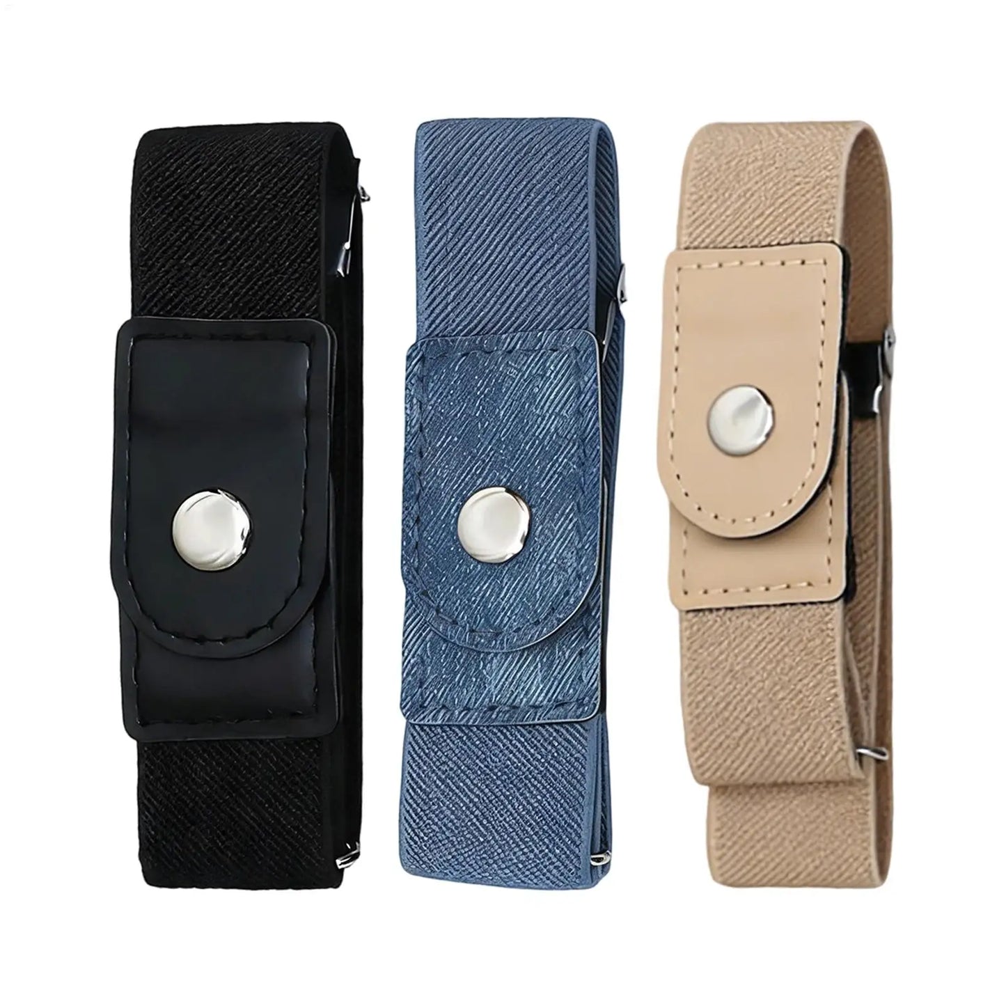 1 Pair No Buckle Elastic Belt Stretchable Adjustable Waistband for Women Men Jeans Pants Trousers Dresses Casual Fashion Wear