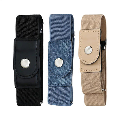 1 Pair No Buckle Elastic Belt Stretchable Adjustable Waistband for Women Men Jeans Pants Trousers Dresses Casual Fashion Wear