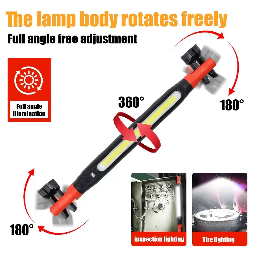 KDULIT LED Magnetic Work Light Rechargeable Underhood Work Lamp With Hooks & Rotating Magnetic Base For Car Repairing Emergency