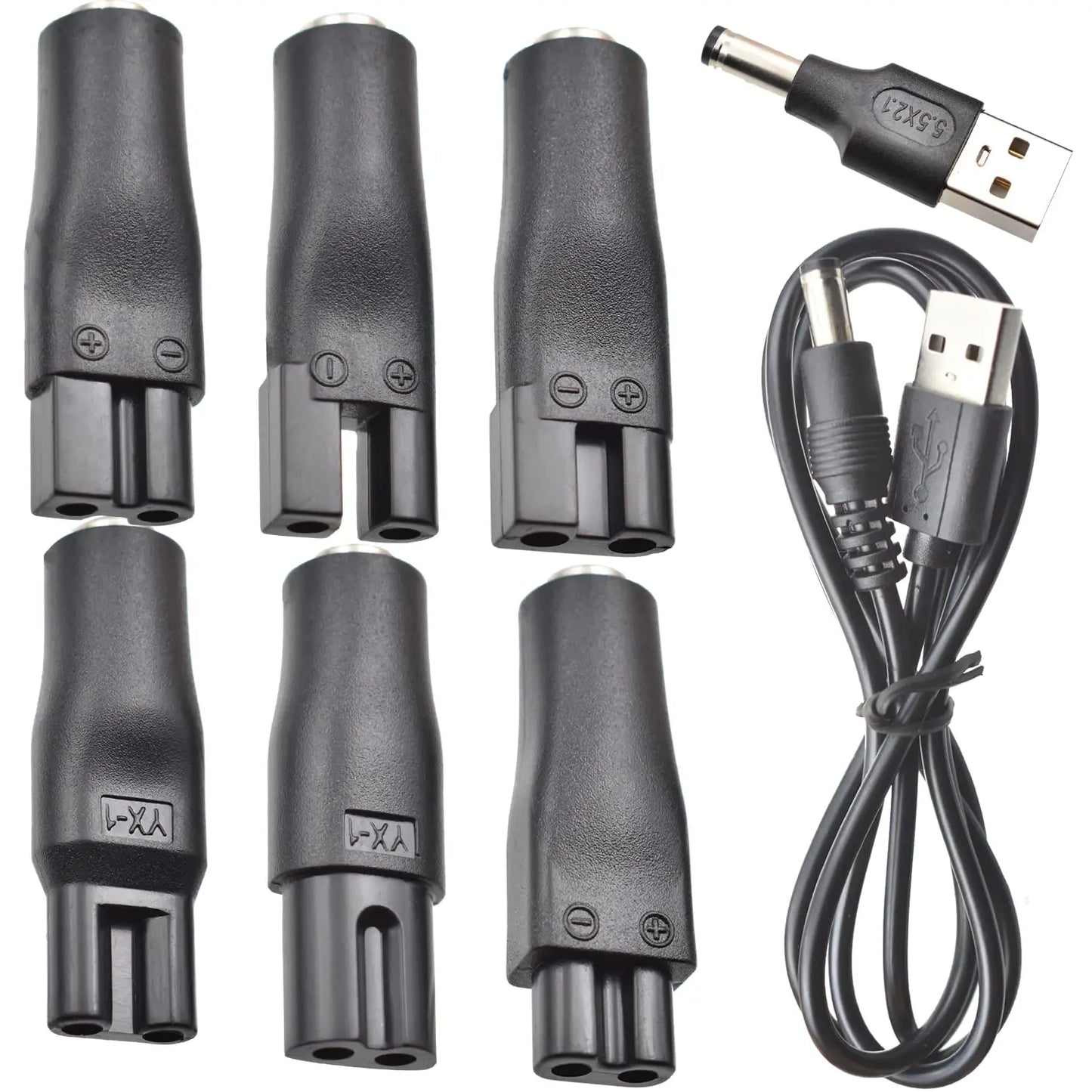LISI 8 PCS Power Cord 5V Universal Replacement Charger USB Adapter for All Kinds Hair Clippers Beard Trimmers Shavers Desk Lamps