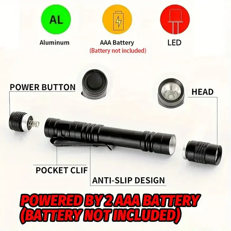 1/2PCS UV Flashlight 395nm Ultraviolet Torch With Pen Clip Portable Use AAA Batteries Light Pet Urine Scorpion Detector UV Lamp