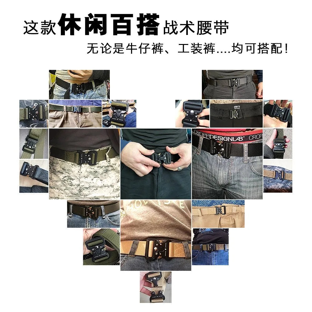 1 piece tactical belt for men; outdoor sports and leisure quick release buckle belt; hot sale