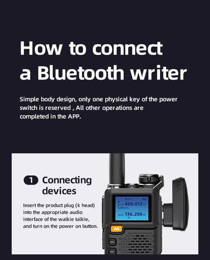 Wireless Bluetooth Walkie Talkie Programmer Adapter for Baofeng UV-5R UV-82 BF-888S UV-5RH Two Way Radio K-Plug App Frequency Wr