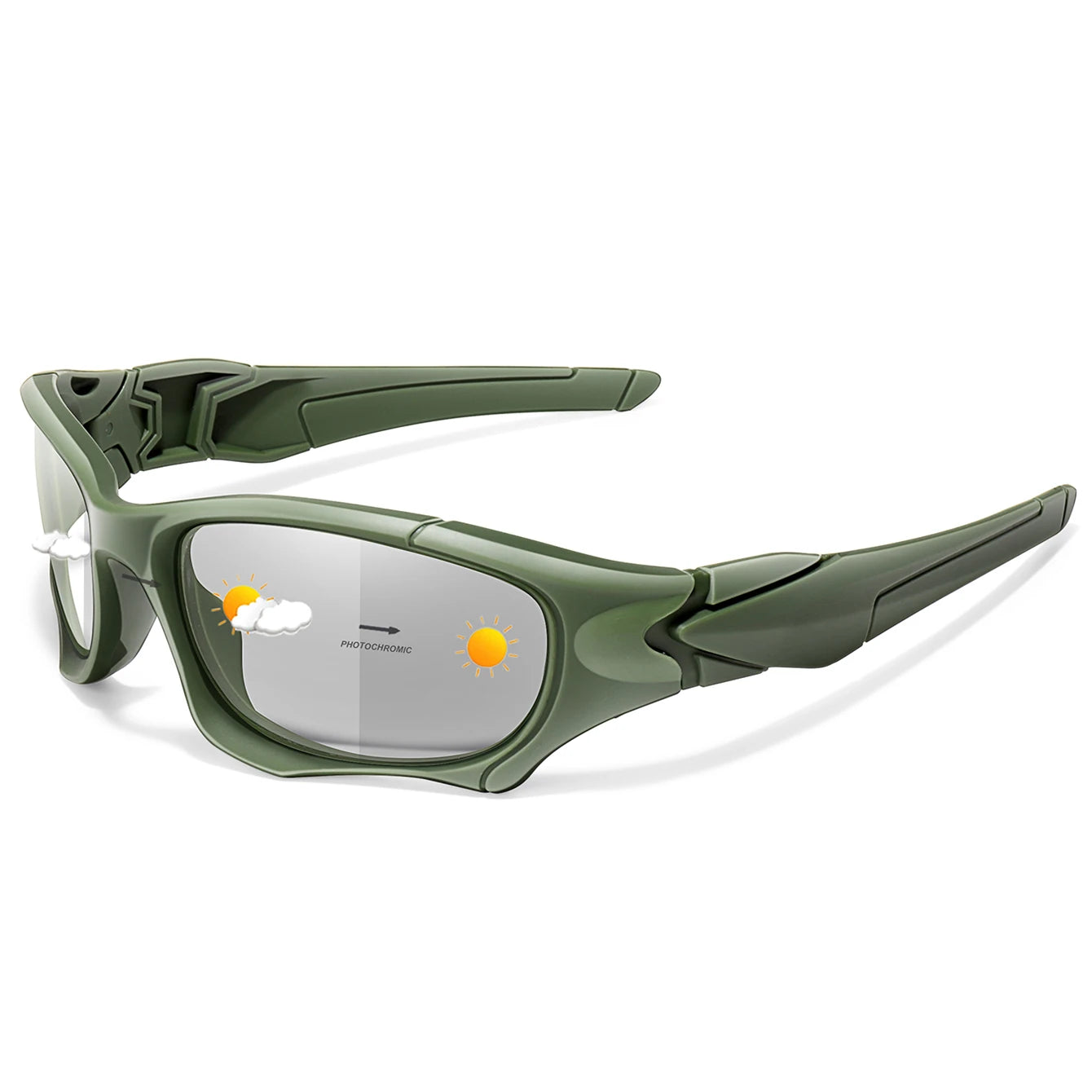 Photochromic Cycling Sunglasses Men Outdoor Sports Tactical Camouflage Goggles Vintage Driving Riding Fishing Windproof
