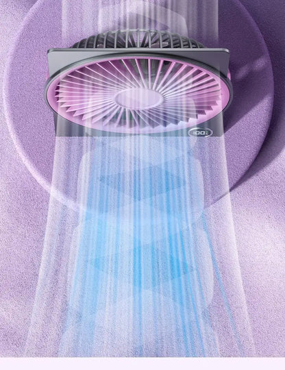 Ultra-thin Desktop Fan Digital Display USB Charging Strong Wind Portable Silent Card Style Fan Dormitory Office Summer Small Fan