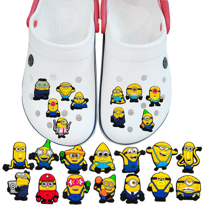 12-36Pcs Minion Cartoon Shoe Charms For Slides Sandals,PVC Shoe Decorations Accessories For Christmas Birthday Gift Party