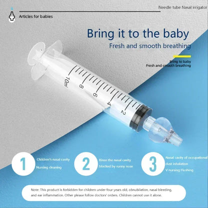 10ML Baby Nasal Syringe Set with 5 Silicone Heads Baby Nasal Aspirator Qucik Syringe Nose Cleaner Rinsing Tools for Infant Kids
