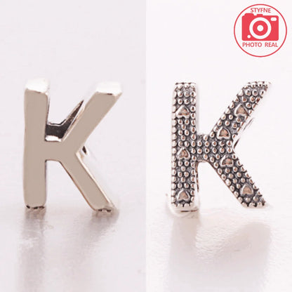 Silver 925 26 Letter A-Z Alphabet Charm Fine Beads Fit Original Charms Silver Bracelet DIY Fine Jewelry for Women Gifts Making