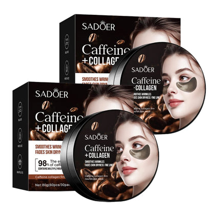 60pcs SADOER Caffeine Crystal Collagen Eye Mask Anti Dark Circles Ant -Aging Anti Wrinkles Moisturizing Eye Patches Skin Care