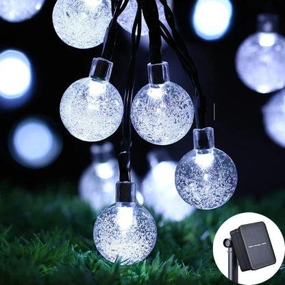 Solar String Crystal Globe Lights 60 LED 8 Lighting Modes IP65 Fairy Light Christmas Garland For Garden Party Decor 1pc/2pcs