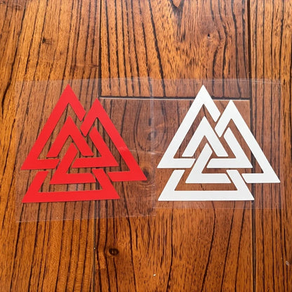 1PC Interlocking Triangle Vinyl Sticker - Black/Red/White Waterproof Self-Adhesive for Car, Laptop, Phone & DIY Decor
