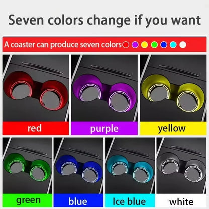 7 Color Changing LED Light Car Cup Holder Lights Decorative Ambient Lighting Glowing Coaster Pads USB Charging Anti Slip Coaster
