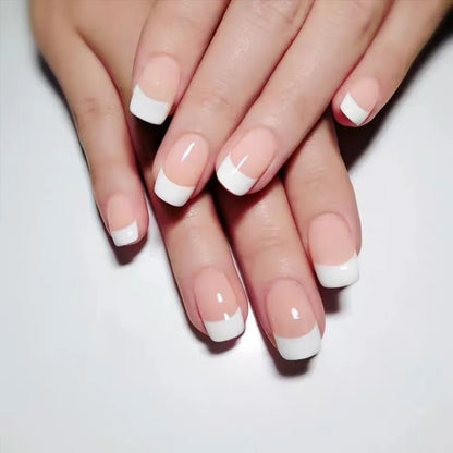 24 pieces of new French-style press-on nails (fashionable fake nail stickers), paired with 1 piece of jelly glue and 1 nail file