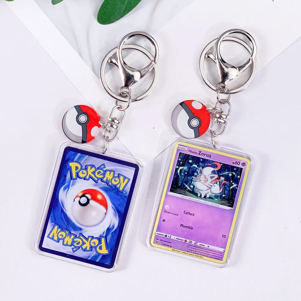 Pokémon Card Cute Acrylic Car Keychain Accessories Pikachu Charizard Gengar EeveeBag Charm Backpack Pendant Gifts For Friends