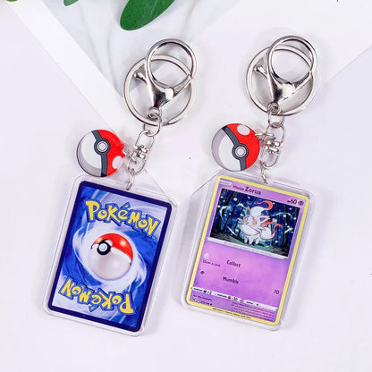 Pokémon Card Cute Acrylic Car Keychain Accessories Pikachu Charizard Gengar EeveeBag Charm Backpack Pendant Gifts For Friends