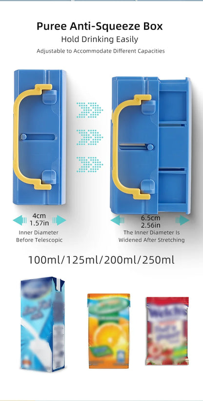 Adjustable Toddler Juice Box Holder - Baby Food and Juice Box Anti-Extrusion Bracket， Milk Carton Cup Holder with Portable