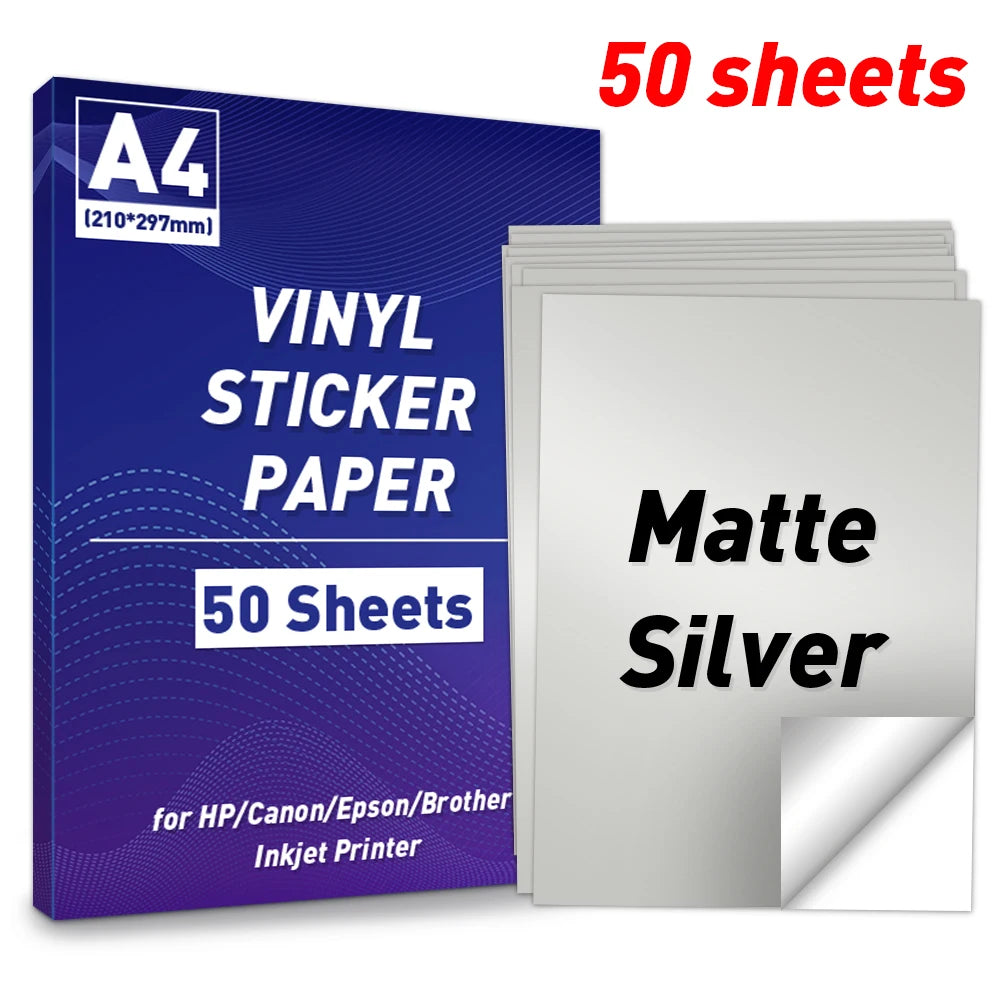 A4 Paper Sheets Adhesive Printable Label Sticker Paper Glossy for Inkjet Printer White Vinyl Label Copy Paper Gift Sticker