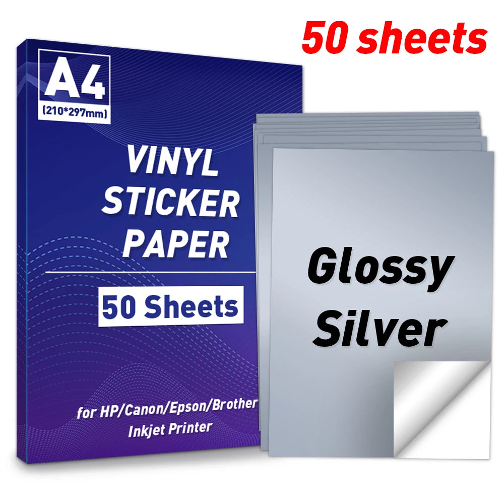A4 Paper Sheets Adhesive Printable Label Sticker Paper Glossy for Inkjet Printer White Vinyl Label Copy Paper Gift Sticker