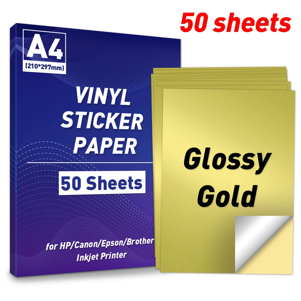 A4 Paper Sheets Adhesive Printable Label Sticker Paper Glossy for Inkjet Printer White Vinyl Label Copy Paper Gift Sticker
