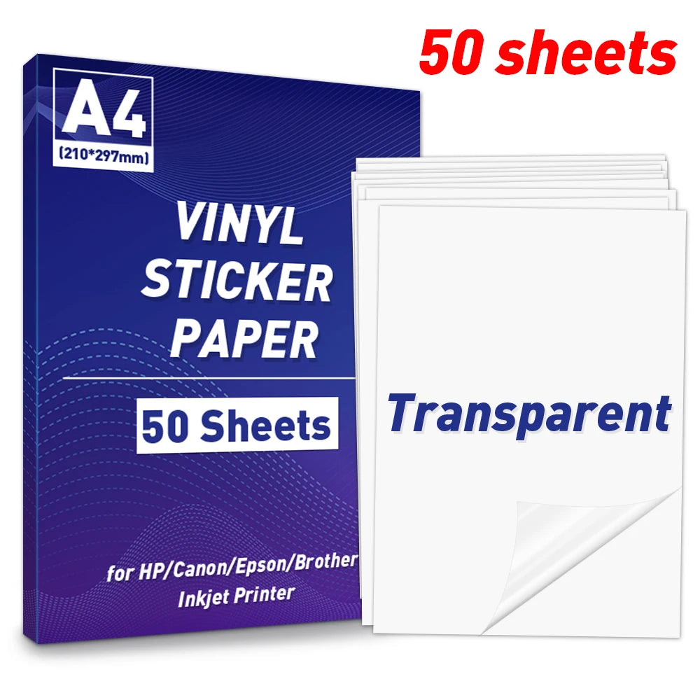 A4 Paper Sheets Adhesive Printable Label Sticker Paper Glossy for Inkjet Printer White Vinyl Label Copy Paper Gift Sticker
