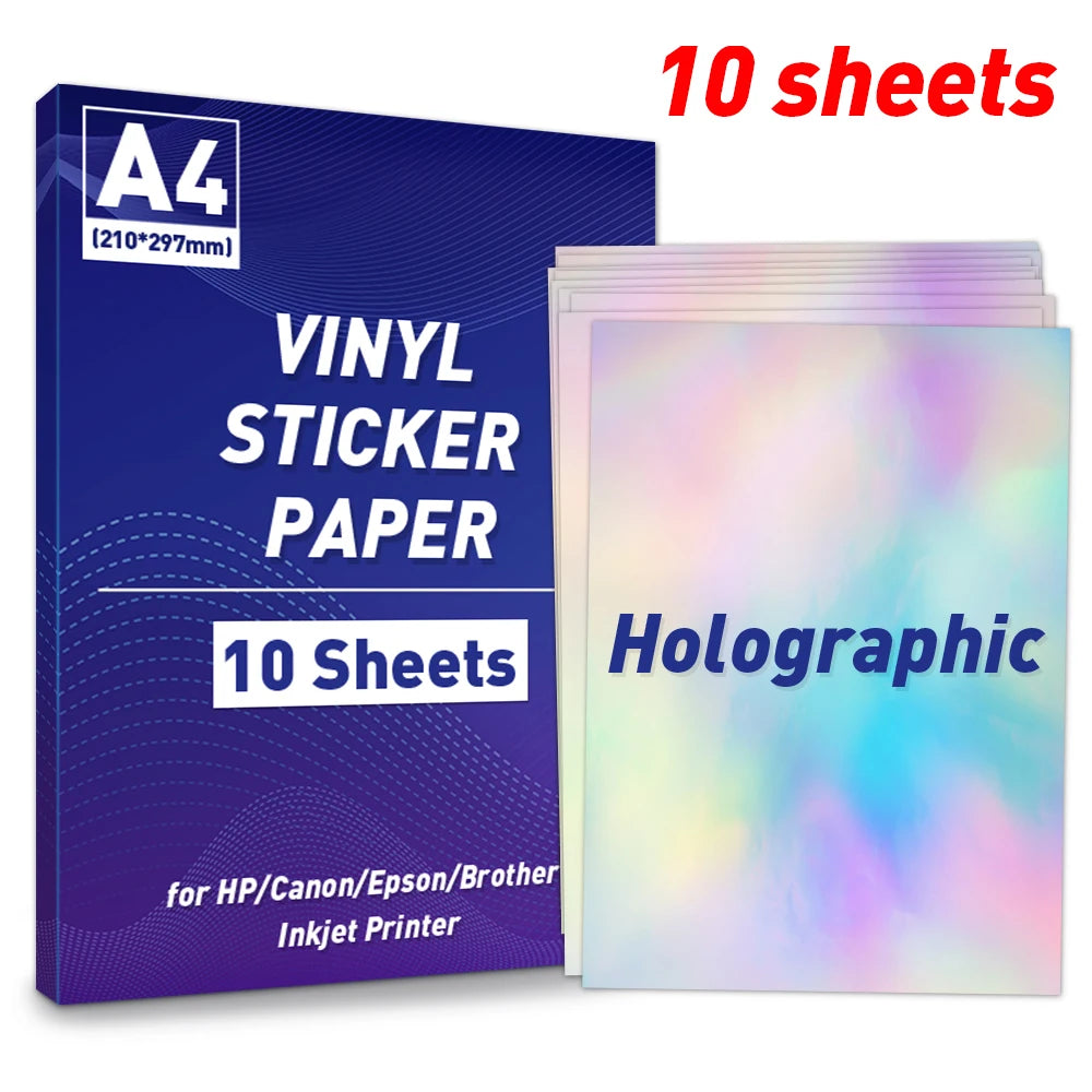A4 Paper Sheets Adhesive Printable Label Sticker Paper Glossy for Inkjet Printer White Vinyl Label Copy Paper Gift Sticker